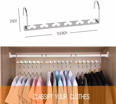 Giftol Space-Saving Metal Hangers, Metal Clothes Hangers, Magic Cascading, Clothes Organizer (8 Pieces)