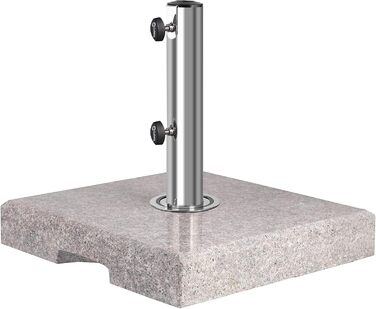 Sekey Parasol Stand with Stainless Steel Tube, High-Quality Base, for Umbrella Poles up to 22-38 mm, Balcony Parasol Stand 25KG Square Grey