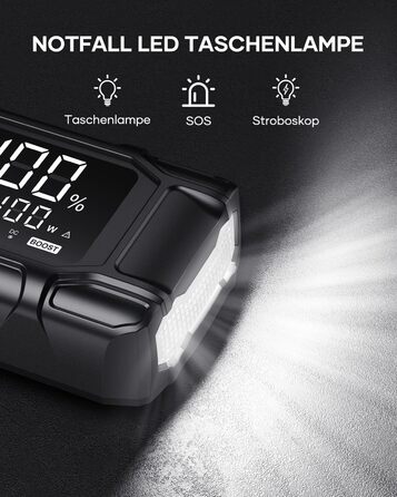 Powerbank Flylinktech 8000A для авто: 26800mAh, 8000A, PD65W, Jump Starter для бензинових та дизельних двигунів (до 12.0L)