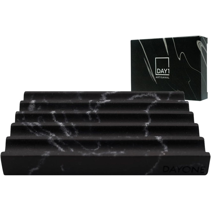 Тримач для мила DAYONE з імітацією мармуру – чорний, для ванної кімнати, мийки, кухні та спа-центру