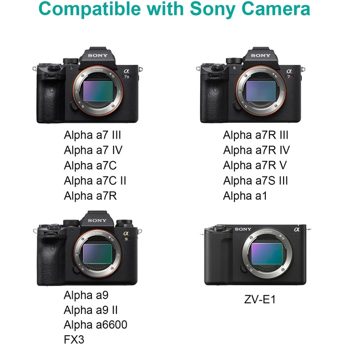 Акумулятор Hisewen NP-FZ100 та подвійний зарядний пристрій для Sony ZV-E10 II, Alpha A7III, A7RIII, A7RIV, A7RV, A7SIII, A7C, A7C II, A7CR, A6600, A9, A9II, FX3