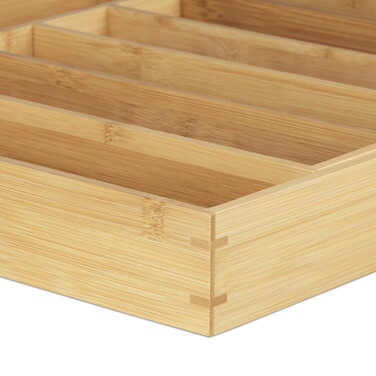Relaxdays Bamboo Cutlery Box, 40cm, Extendable
