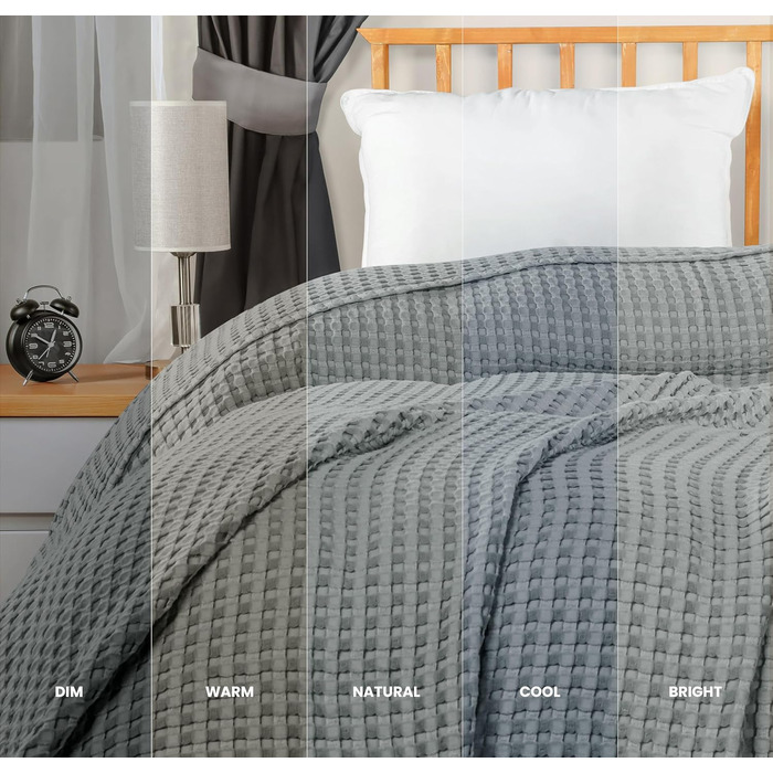 Ковдра Baumwoll Waffeldecke Utopia Bedding з бавовни, 300 GSM, 152x127 см, м'яка, легка, дихаюча, для всіх сезонів (304x304 см, Куль Грау)