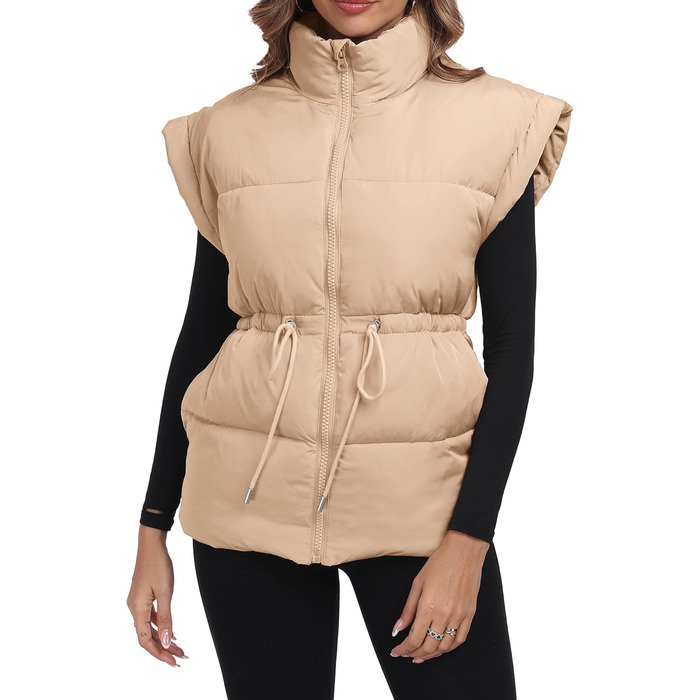 Жіночий пуховик ELLEVEN великого розміру, теплий, з капюшоном, на блискавці, з кишенями (L, Хакі)