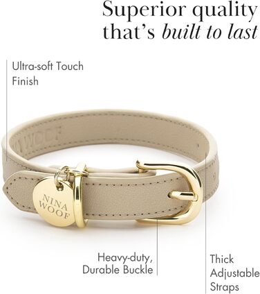 Нашийник для собак Nina Woof Milan з веганської шкіри, м'який, регульований, з крокодиловим тисненням, розмір M (38–48 см)