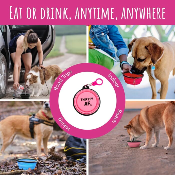 Складаний миска для собак TDL, 350 мл, рожевий: вода та корм для собак та котів