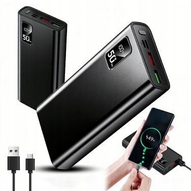 Потужний зовнішній акумулятор (Power Bank) 50000mAh 22.5W, швидка зарядка USB-C, тонкий корпус