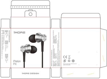 Навушники 1MORE Piston Fit: стерео звук, баси, мікрофон, пульт, сумісні з iOS та Android (срібні)