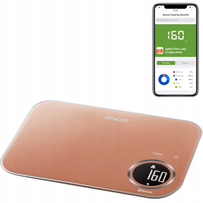 Електронні високоточні кухонні ваги Sencor SKS 7176GD з Bluetooth, 1г/8000г