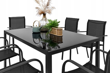 Обідній стіл та стільці MAT-COMPANY metal Table-150/6, чорний