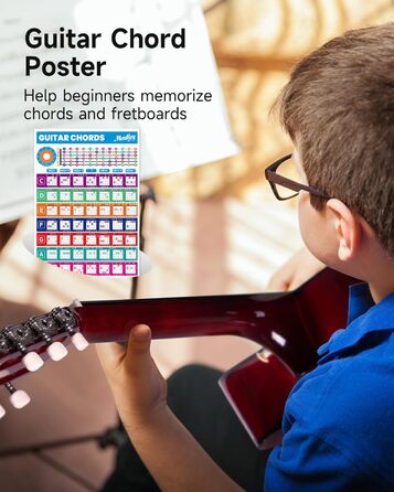Акустична гітара Moukey для початківців, дітей, підлітків та дорослих (38 дюймів, натуральний колір), комплект з аксесуарами