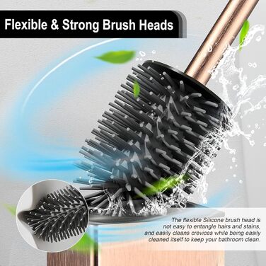 Набір для туалету BVL з щіткою та тримачем, метал, рожеве золото, 2 насадки