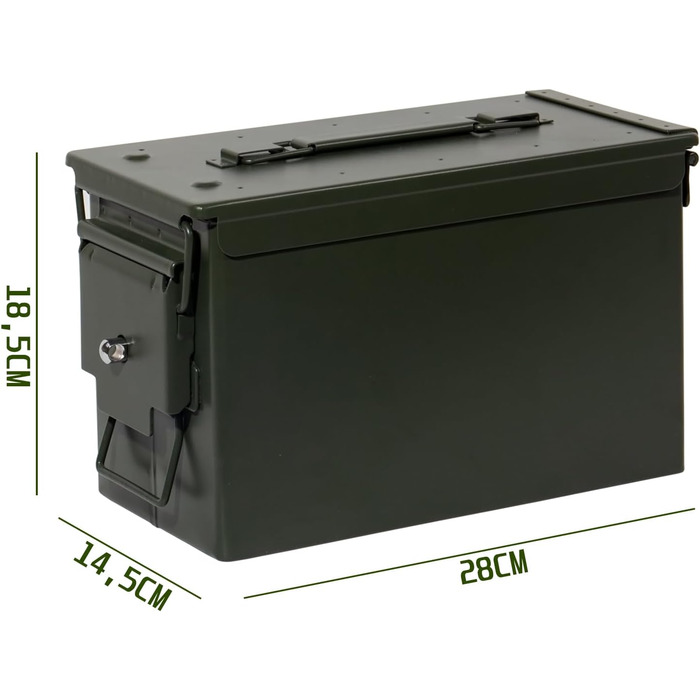 Ammunition Box, US Ammo Box, Cartridge Box, Lithium Battery Storage Box, Ammunition (Lockable - 28cm)