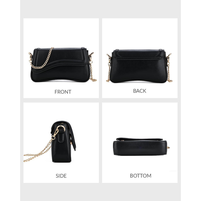 Жіноча сумка через плече, екошкіра, вінтажна Saddle Bag з 2 знімними ремінцями (Чорна, м'яка)
