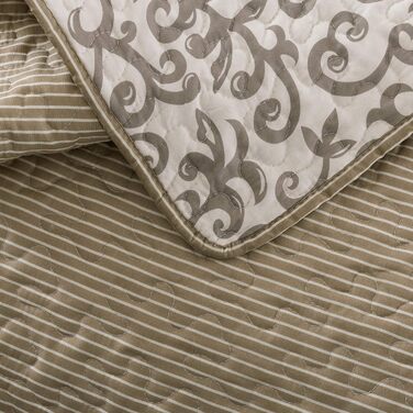 Комплект постільної білизни SLPR 2-частинний – двоспальне ліжко з 1 наволочкою, осінній дизайн пэтчворк, червонуватий відтінок, легка стегане покривало, осінній стиль кантрі (Виноградні лози, Twin)