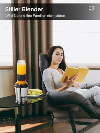 Блендер HOUSNAT Smoothie Maker To Go: портативний, 500W, з пляшкою 570мл, нержавіюча сталь, BPA-free, для смузі та напоїв