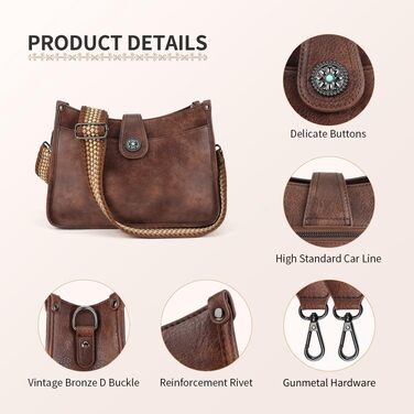 Сумка жіноча APHISON через плече коричнева середнього розміру, кросбоді, vegan leather, з широким ременем та 2 ремінцями, для подорожей