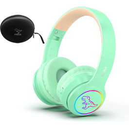 Бездротові навушники IFecco для дітей з мікрофоном, Bluetooth, LED-підсвітка, котячі вушка, чохол. Сумісні з iPad, планшетами та смартфонами.