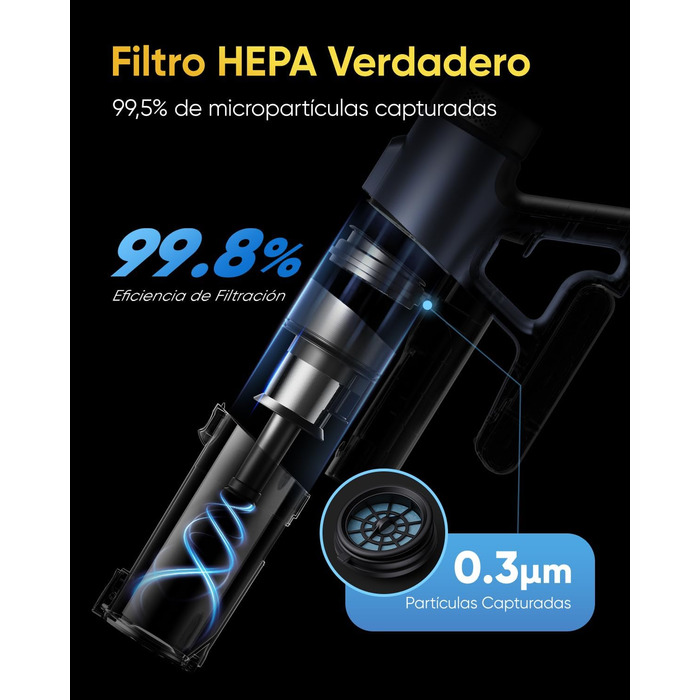 Бездротовий пилосос Vexilar V12: 50 хв роботи, 50 кПа, 450 Вт, LED-дисплей, зелене підсвічування, антизаплутувальна щітка. Ідеально для дому, авто, видалення шерсті тварин.