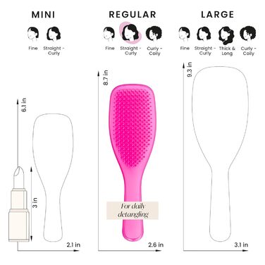 Тангл Тізер Ultimate Detangler – Щітка для волосся для мокрого та сухого волосся. Розплутування, всі типи волосся, чорний (Runway Pink)