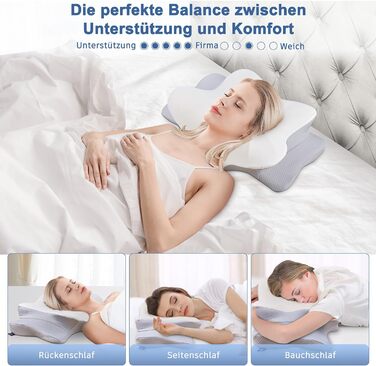 Подушка для шиї DONAMA з піни Memory Foam, ергономічна, з підлокітниками, охолоджуюча, сіра 63x38x14 см
