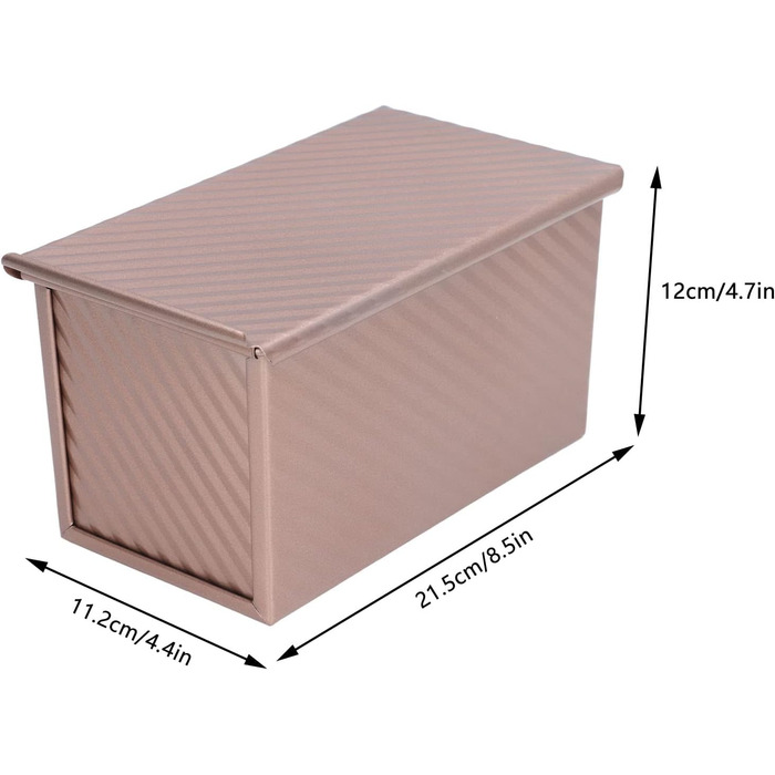 Loaf pan with lid, toast bread loaf pan, 21 x 12 x 11 cm rectangular Pullman bread toast mold, 450g dough loaf pan, Rose carbon steel non-stick toast bread pan baking molds