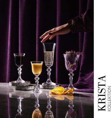 Набір келихів для вина Krosno Krista, 6 шт, 220 мл, кришталь, для дому, ресторану, свят, безпечно мити в посудомийній машині