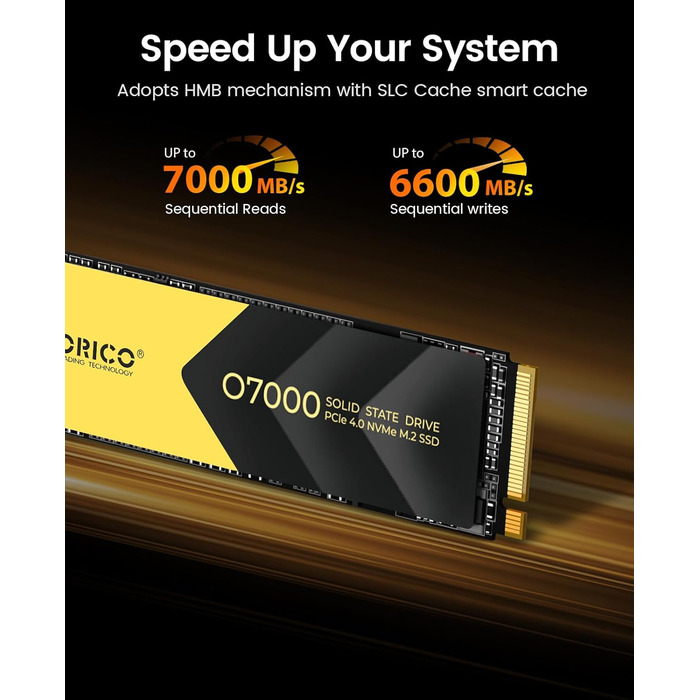 ORICO NVMe SSD 2TB PCIe 4.0 x4 - Внутрішній SSD M.2 2280 з радіатором для ПК та ноутбуків