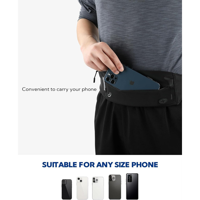 Водонепроникний поясний ремінь Waterfly для телефону: спортивна поясна сумка для бігу, джогінгу, фітнесу, подорожей (чорний)