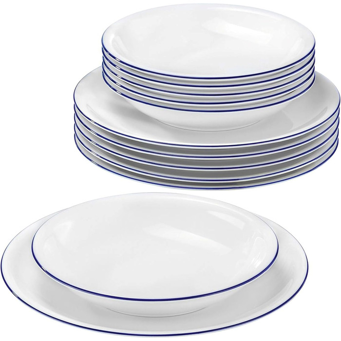 Seltmann Weiden Compact Blaurand: Сервіз столовий 12 предметів (6 осіб), білий