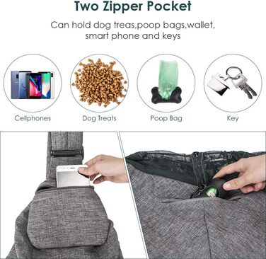 Сумка-переноска для собак Nasjac, ручна переноска для собак з підставками для дна, зручна сумка для собак з регульованим м'яким плечовим ременем та кишенею на блискавці для маленьких собак і котів у подорожах на відкритому повітрі (сіра)