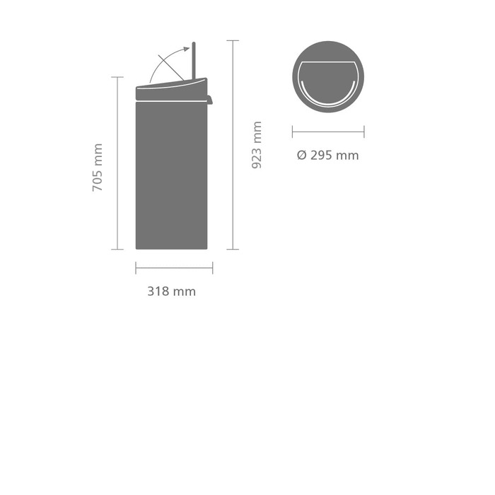 Сміттєвий кошик Brabantia Touch Bin з виймаю одним пластиковим внутрішнім відром