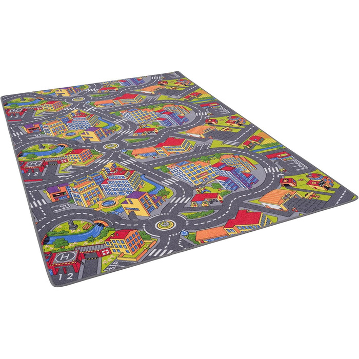 Дитячий килим Snapstyle для ігор, 3D місто, прямокутний 133x133 см, зносостійкий та простий у догляді для дитячої кімнати