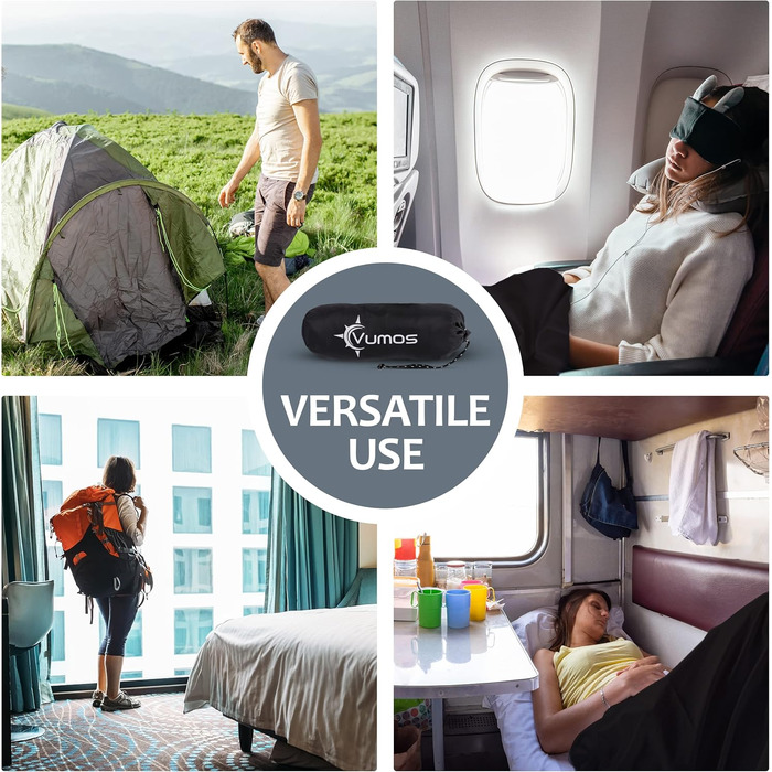 Vumos Sleeping Bag Liner and Camping Sheet - Silk-Like Material for Travel, Featuring a Full-Length Zipper