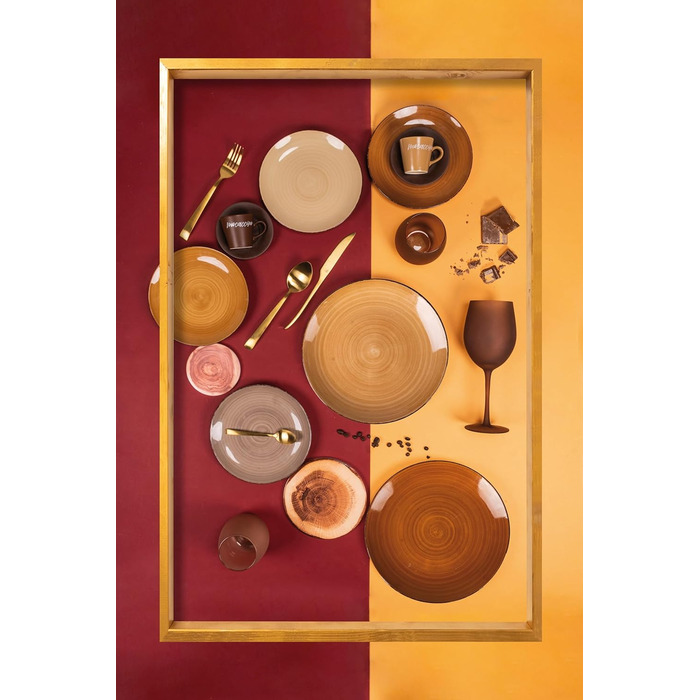 Villa d'Este Home Tivoli Baita: 18-частинний чайний сервіз з шоколадного фарфору, Steingut