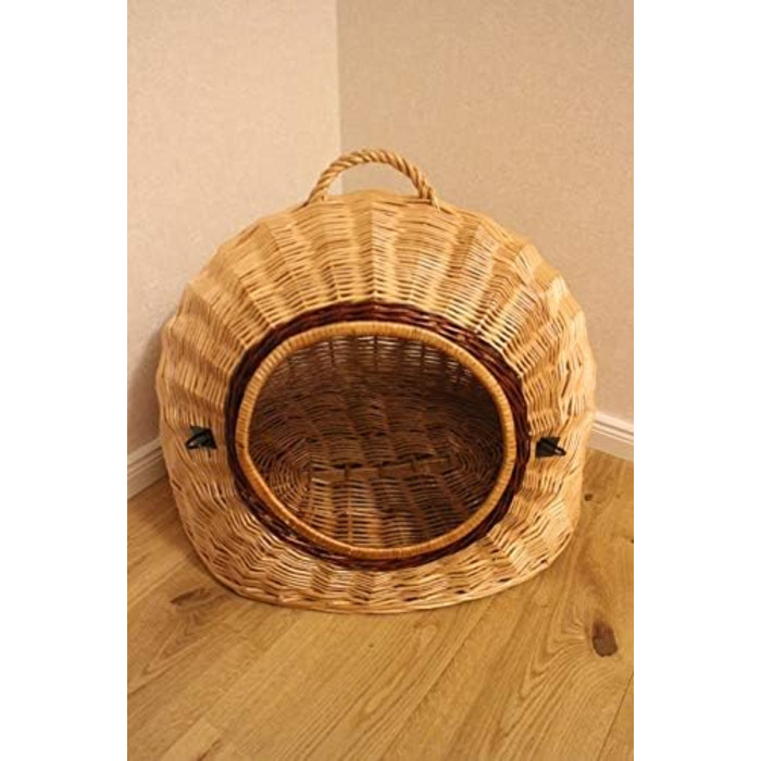 Транспортний кошик для котів та собак з плетіння лози з металевим ґратком та подушкою, XL, XXL (XXL=60x50x52 см)