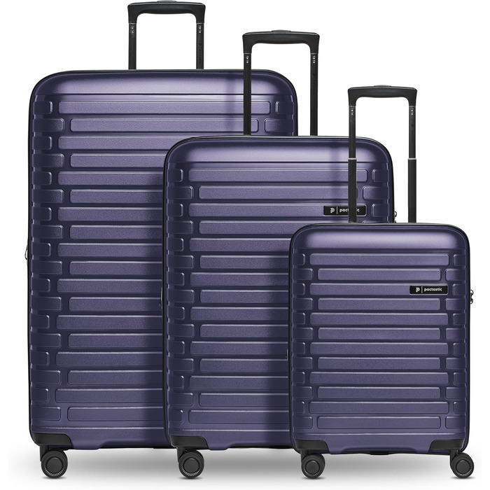 Чохол-валіза на колесах, середній, 45 x 25 x 66 см, розширюється до 75 літрів, з поліпропілену, 4 колеса, TSA-замок, Collection 04 (фіолетовий металік), набір (3 шт.) розширюваний