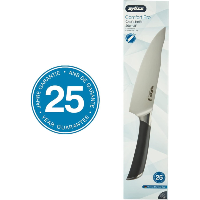Кухонний ніж Zyliss Comfort Pro 20 см, нержавіюча сталь, антимікробна ручка, для кухні, можна мити в посудомийці, 25 років гарантії