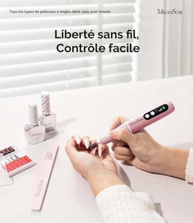 Електричний набір для манікюру MelodySusie PC90G: нагрівач для гелю та акрилу, 20000 об/хв, регулювання швидкості, рожевий