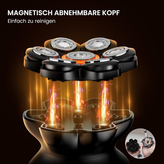 Електрична бритва для голови MAXGROOM 7D: водонепроникна, магнітна, з Type-C зарядкою, чорна