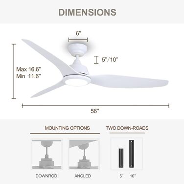 Стеляний вентилятор Ovlaim з підсвічуванням та пультом керування, Smart вентилятор, зимовий режим, DC мотор, сумісний з Alexa/Google Home, 142 см, білий