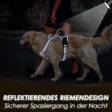 Шлейка для собак великих порід, анти-тяга, з 2 карабінами та зручною ручкою, регульована та світловідбиваюча, для щоденних тренувань (L), камуфляжний колір