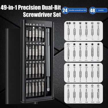 Набір викруток Feinmechaniker 49 в 1 з магнітом для iPhone, iPad, Macbook, Switch, PS4, PS5, комп'ютерів, окулярів та годинників