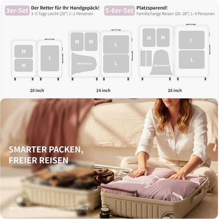 Набір кубиків-органайзерів для подорожей Cipway Kompressions, 6 шт. (білий, Mauve Pink)