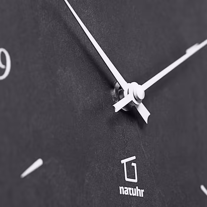 Wall Clock, Matterhorn, Wood, Oak, Light Stone, Slate, Radio-controlled Movement (Black/Limewashed Oak - Radio-controlled)