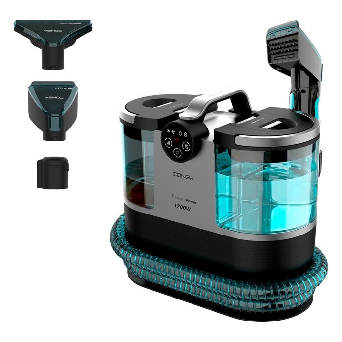 Пилосос-мийка Cecotec Conga 1700W 3-в-1: для килимів, м'яких меблів, пароочищувач, резервуари 1600/950 мл, радіус дії 9м