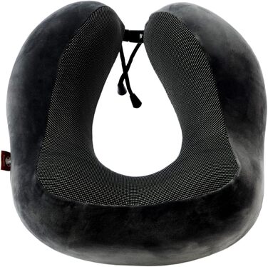 Подушка для шиї з піною з пам'яті, 360-градусна підтримка голови, зручна та легка, ідеальна для сну в літаку, авто, поїзді, автобусі та вдома, з чохлом для зберігання (Сіра)