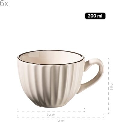 MÄSER Osita: Ретро кавовий сервіс на 6 осіб (18 предметів), кремовий білий, кераміка