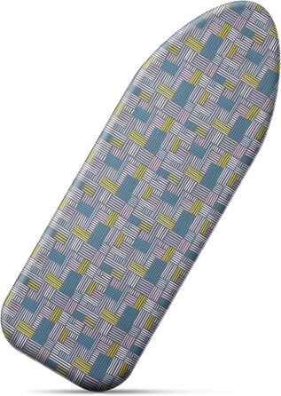 Чохол для прасувальної дошки Cozary 125 x 45 см, бавовна, для парогенератора та праски, стійкий до високих температур (210°C), блакитно-сірий в клітинку