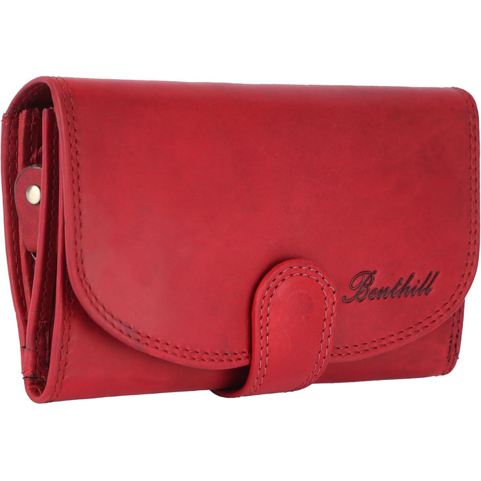 Benthill Women's Wallet Genuine Leather - Wallet with RFID Protection - Wallet with Many Card Slots - Genuine Leather Vintage Women's Wallet including Gift Box, Color: Red